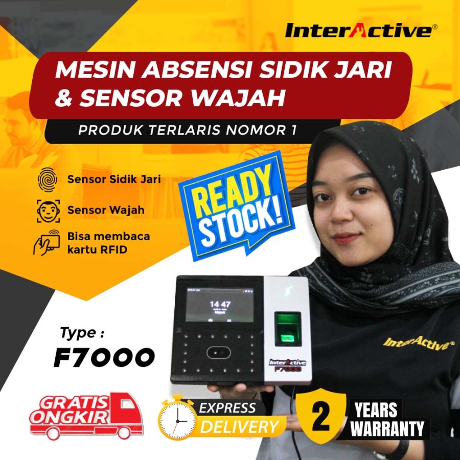 F-7000, Mesin absensi wajah murah, Mesin absensi sensor wajah, mesin absensi deteksi wajah dengan masker, mesin absensi sensor telapak tangan